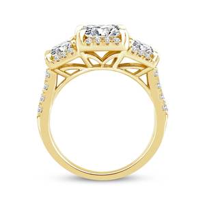 GIA認定クラシックプリンセスカット<span class=keywords><strong>3</strong></span>石婚約指輪カスタムウェディングジュエリー女性用ソリッドゴールドダイヤモンドメインストーン - Product Image 3