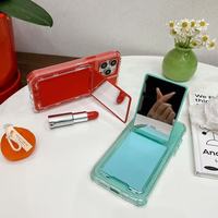 Coque de téléphone de luxe pour femme, anti-chute, en TPU+PC, avec miroir à paillettes et support de maquillage, vente en gros d'usine
