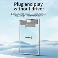 Estuche transparente HDD SSD de 2,5 pulgadas con USB 3,0 tipo C portátil externo SATA caja de disco duro bolsa cerrada caja de disco duro