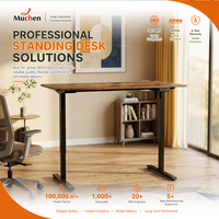 Bureau debout électrique moderne et durable à hauteur réglable avec structure en fer et bois, option de fixation murale pour usage domestique/bureau
