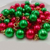 Brillant Brillant Strass Pendentif En Vrac Perle Diy Décoration De Noël Rouge Vert Bleu Perle Cerceau Anneau Charmes À La Main Artisanat ABS Perle