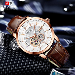 Venta Directa de Fábrica, Reloj Mecánico Automático, Reloj Mecánico de Cuero para Hombre, Resistente al Agua - Product Image 6