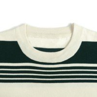 Vente en gros d'AiNear Tops personnalisés OEM et ODM avec logo personnalisé Pull à manches courtes et col rond Pull en coton tricoté à rayures pour hommes