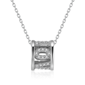 Collana con ciondolo rotondo irregolare cavo, design a vita sottile, delicata catena per clavicola da donna - Product Image 1