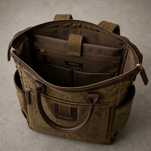 Sac à dos en toile vintage pour homme GORFIA, convertible en sac fourre-tout, sac pour ordinateur portable, grande capacité, sac à dos de voyage d'affaires, sac à dos de travail avec plusieurs poches - Product Image 5