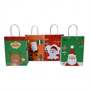 Sacs cadeaux en papier kraft de Noël KUAIMA 16*8*22cm, sacs en papier kraft de Noël avec motifs de Noël pour les sacs cadeaux en papier de fête - Product Image 1