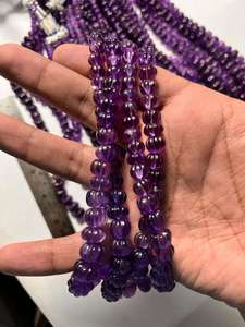 Collier de perles de melon en améthyste naturelle de qualité supérieure, pierres précieuses d'Afrique pour la fabrication de bijoux - Product Image 3