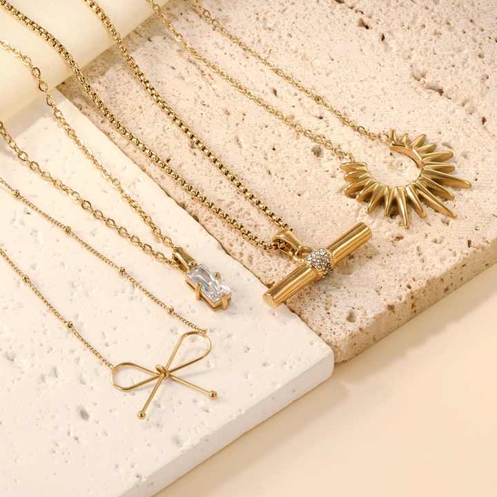 Custom Fashion Women Stainless Steel Jewelry Necklace Geometric Design