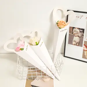 Love single flower Bag creative gift bouquet Taper Shape Paper Flower sleeve for Valentine's Day