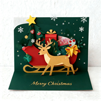 Cartes de Noël personnalisées en 3D avec effet pop-up, Père Noël, bonhomme de neige, cartes en carton duplex, cartes de vœux en kraft pour cadeaux de fête