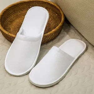 Customized Colors Guest Slippers Wholesale White Cotton Bulk Eco Friendly Luxury Disposable Hotel Slippers For Women With Logo