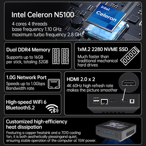 새로운 공장 직접 N5100 RGB 미니 PC 16GB DDR4 RAM 512GB SSD Win11 Pro 게임 사무실을위한 멋진 오로라 조명 - Product Image 3