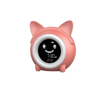 LEDアニマルデジタルデスクテーブル目覚まし時計リロイ子供用カートン猫子供用デジタル時計ナイトライトスマート目覚まし時計 - Product Image 1