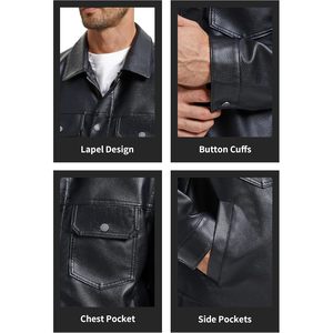 Blouson bombardier léger personnalisé en similicuir pour hommes Poches à fermeture éclair revers vintage Design XS Taille PU Matériau ODM Fourniture - Product Image 2