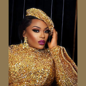 Vestido de noche largo de talla grande para mujer, Vestido de manga larga con abertura, vestidos de graduación, vestido de fiesta de noche con lentejuelas Maxi - Product Image 4