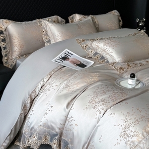 Bộ chăn ga gối đệm 4 món phong cách châu Âu chất liệu polyester jacquard hoa, xuất xưởng trực tiếp, dùng cho gia đình - Product Image 1