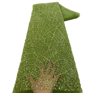 NI.AI nijerya boncuklu ve pullu Net dantel gelin işlemeli tül dantel kumaş ile inciler kadın düğün parti malzeme - Product Image 5