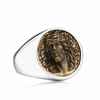 Bague de mariage punk vintage pour homme en acier inoxydable 316L, motif Jésus, Fils de Dieu, catholique chrétien
