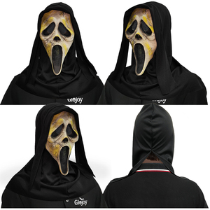 Máscara de Terror de Halloween con Sonidos de Gritos y Chispas, Máscara de Fantasma Blanca para Disfraz, Cosplay, con Capucha Negra, Accesorio de Maquillaje para Fiestas - Product Image 5