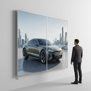 Expositor de Pared Lenticular Modular Grande Lentiprint Hecho en Alemania, 240X240cm, 2 Paneles, 20 LPI, Cuadrado, Aluminio Plateado, Euroclase B - Product Image 3