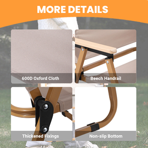 مجموعة كراسي قابلة للطي وطاولة خشبية صلبة للاستخدام الخارجي، معدات محمولة للتخييم والصيد - Product Image 3