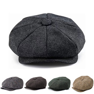 Boina Elegante y Cómoda Estilo Inglés, Gorra Plana de Lana de Alta Calidad, Gorra de Hombre de Negocios, Gorro de Tweed con Espiga - Product Image 1