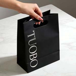 Sac en papier personnalisé avec logo, sac en papier kraft en gros, sac avec impression de logo sur ruban, grand conteneur - Product Image 5