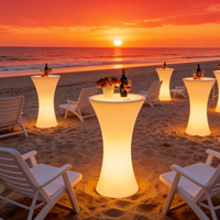 Tables et chaises LED rondes en plastique pour événements, mobilier de bar LED haut de gamme pour discothèques et salons extérieurs, idéal pour le dropshipping