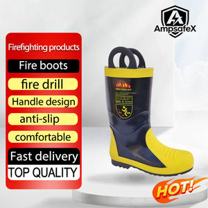 Bottes de pompier anti-perforation en acier et PVC : Protection essentielle des pieds pour les pompiers – Équipement direct usine pour les chantiers de construction - Product Image 1