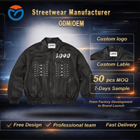 Veste en cuir à manches longues avec fermeture éclair et col rabattu, taille plus, pour homme, logo personnalisé OEM/ODM, 2026