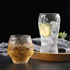 Gelas Minum Antik Gelas Kaca Gletser Gelas untuk Rumah dan Dapur Gelas Jus untuk Minuman Campuran Air Bir Wiski