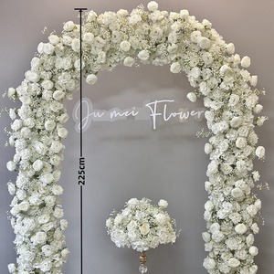 Arco Floral Blanco y Verde, Productos Acabados, Hortensias y Paniculata Blancas, Decoración para Bodas y Hoteles, Arco de Flores para Mesa, Venta al por Mayor - Product Image 4