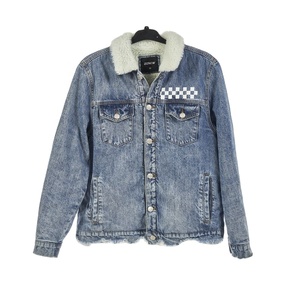 DiZNEW Men Vintage Relax Fit Thick Fleece <strong>Sherpa</strong> Lined <strong>Denim</strong> Jean <strong>Jacket</strong> - Product Image 1