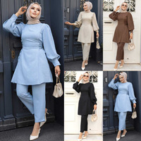 Robe de prière islamique du Moyen-Orient, ensemble de vêtements pour femmes musulmanes, hijab, chemisier à manches longues, pantalon, abaya, kaftan islamique, tenues décontractées arabes