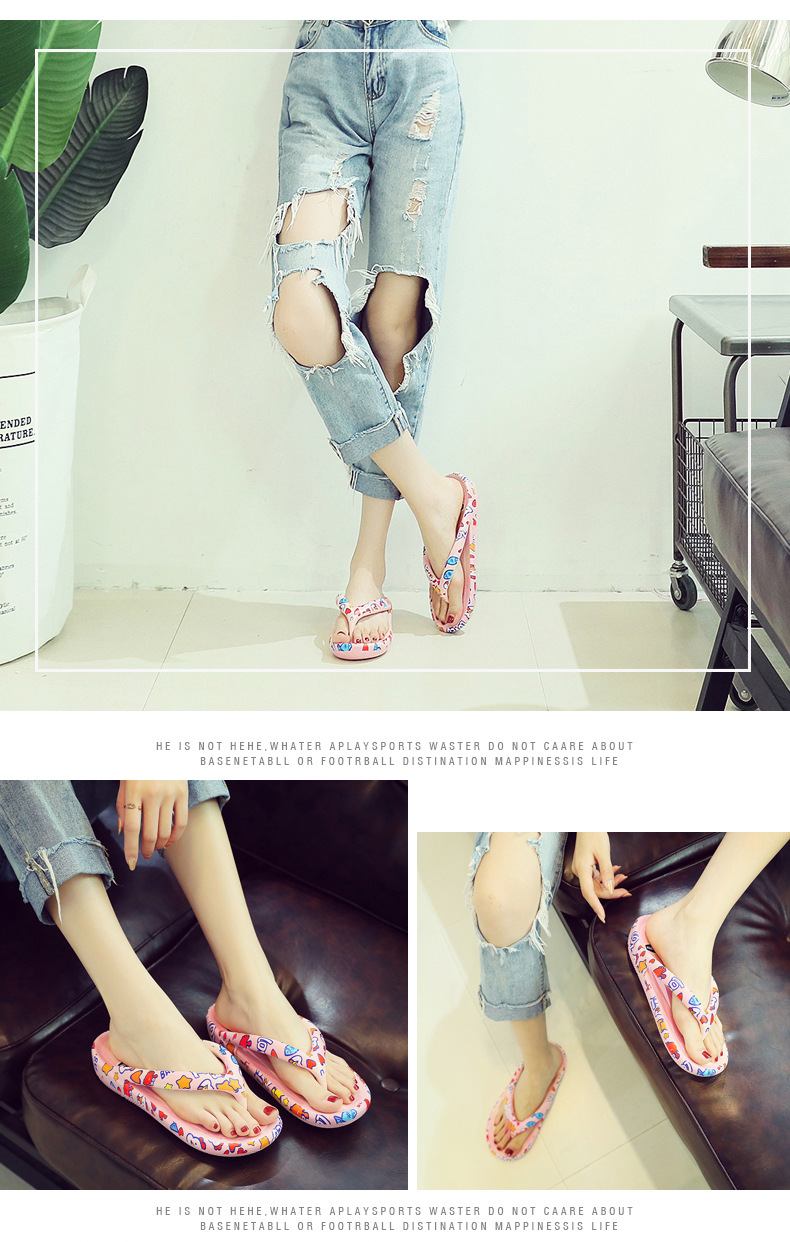 Summer Slippers Non-Slip Outside Flip Flops Breathable Thick-Soled Flip-Flops Slippers Women