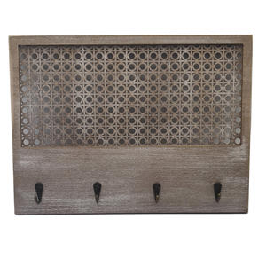 Étagère murale moderne et écologique multifonctionnelle avec 5 crochets pour clés, en bois MDF + métal, couleur personnalisée - Product Image 2