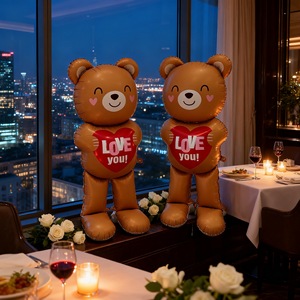 Globo de Aluminio con Forma de Oso de Peluche para el Día de San Valentín, Globo de Oso Marrón de Dibujos Animados, Decoración para Bodas, Propuesta de <span class=keywords><strong>Matrimonio</strong></span>, Artículos para Fiestas - Product Image 4