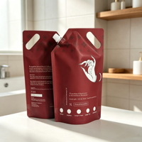 Pochette Doypack Personnalisée Imprimée Or avec Bec Verseur pour Emballage Cosmétique Liquide Masque aux Algues Soins de la Peau avec Bouchon à Vis et Embout