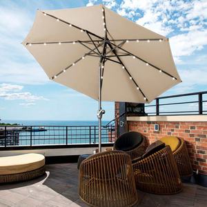 Parasol solaire moderne en aluminium de 3 m à ouverture/fermeture facile, rotation à 360°, revêtement anti-UV, imperméable et pliable pour extérieur - Product Image 1