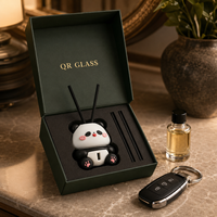 Diffuseur de parfum pour voiture en forme de panda écologique, flacon en verre vide rechargeable pour huiles essentielles