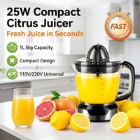 Presse-Agrumes Électrique 25W 1L Machine Extracteur de Jus Orange Citron Pichet Transparent 2 Cônes Électroménager