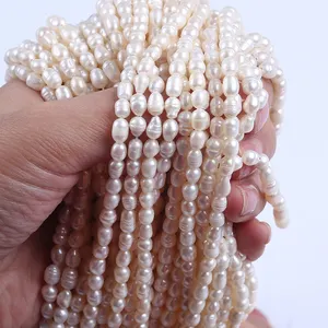 Bead Pearls Cheap 4-5mm Natural Freshwater Rice Shape Pearl For Jewelry Making