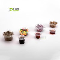 Gobelet à sauce alimentaire en plastique de 2 oz, conteneur alimentaire à emporter biodégradable, récipient transparent jetable avec couvercle