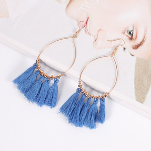 Water Drop Shape Tassel <b>Earrings</b> Zinc Alloy <b>Gold</b> Plated Bohemia Style Women's Party Fashion <b>Dangle</b> <b>Earrings</b> - Product Image 3