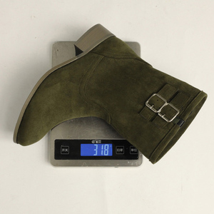 Bottines à talons carrés bas pour femme, grande taille 48, bout rond, avec boucles sur le dessus, coupe large, en daim - Product Image 5