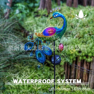 Lampe solaire de jardin en forme de paon, LED colorée, décorative, pour extérieur, résistante à l'eau - Product Image 3