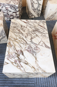 Italia lujo personalizado diseño moderno rectángulo <span class=keywords><strong>Kaia</strong></span> Calacatta viola mármol zócalo bajo café cubo mesas auxiliares pulido gran losa - Product Image 3