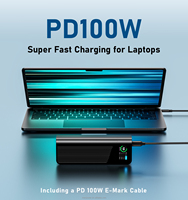 NOUVEAU Powerbank USB-C PD 100W Sortie CC 12V 20V 24V 19V, Bloc d'alimentation portable pour ordinateur portable 100W 27000mAh
