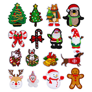 Série de Noël : Applique en tissu brodé, motif cerf, bonhomme de neige, cloche, patch brodé à la machine pour vêtements, sacs, décoration DIY - Product Image 1