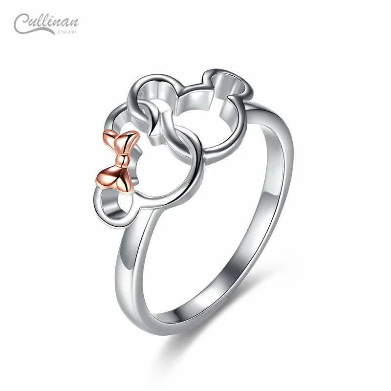 Guangzhou Sterling Zilveren Vergulde Ringen Vlakte Minnie Mickey Mouse Hoofd Vorm Ontwerp Ringen Accessoires Vrouwen Sieraden Ringen